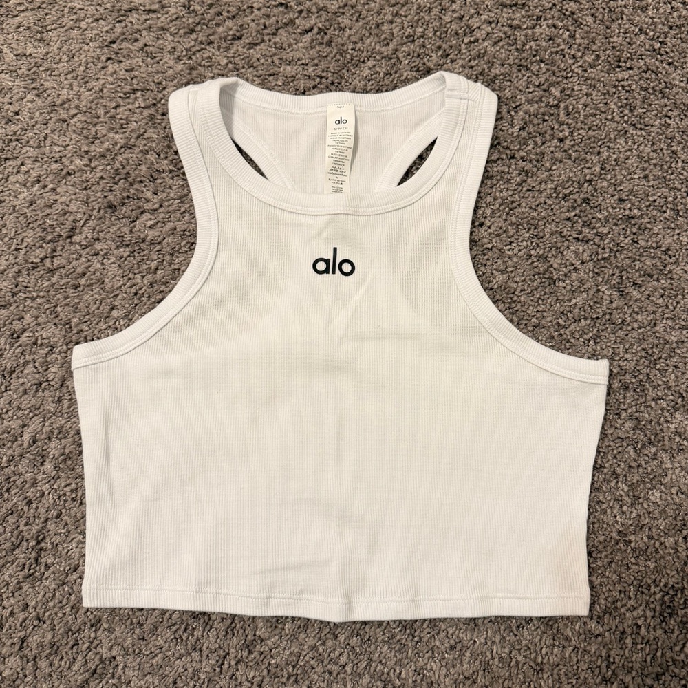 ALO Yoga White Aspire Tank Top